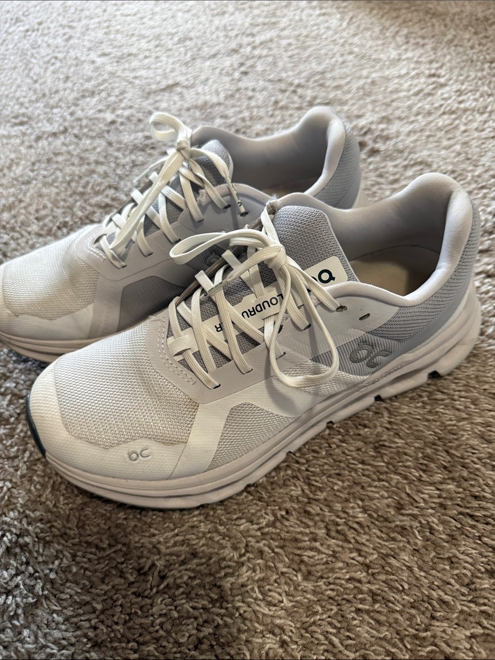 On Running Women's White and Light Gray Athletic Running Shoes